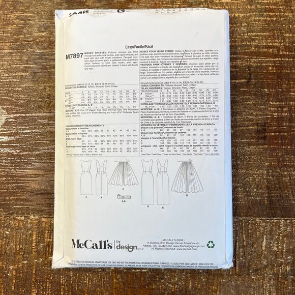 McCalls Sewing Pattern M7897 1955 Retro Evening Dress w/ Overskirt 14-22 UNCUT - Picture 2 of 3